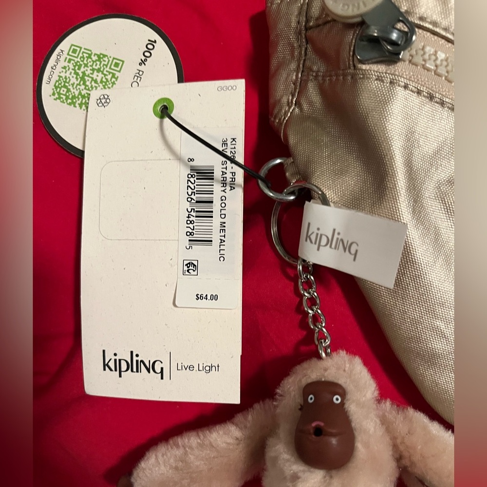 Kipling NWT Gold Waist Pack with Monkey Keychain - Picture 7 of 9